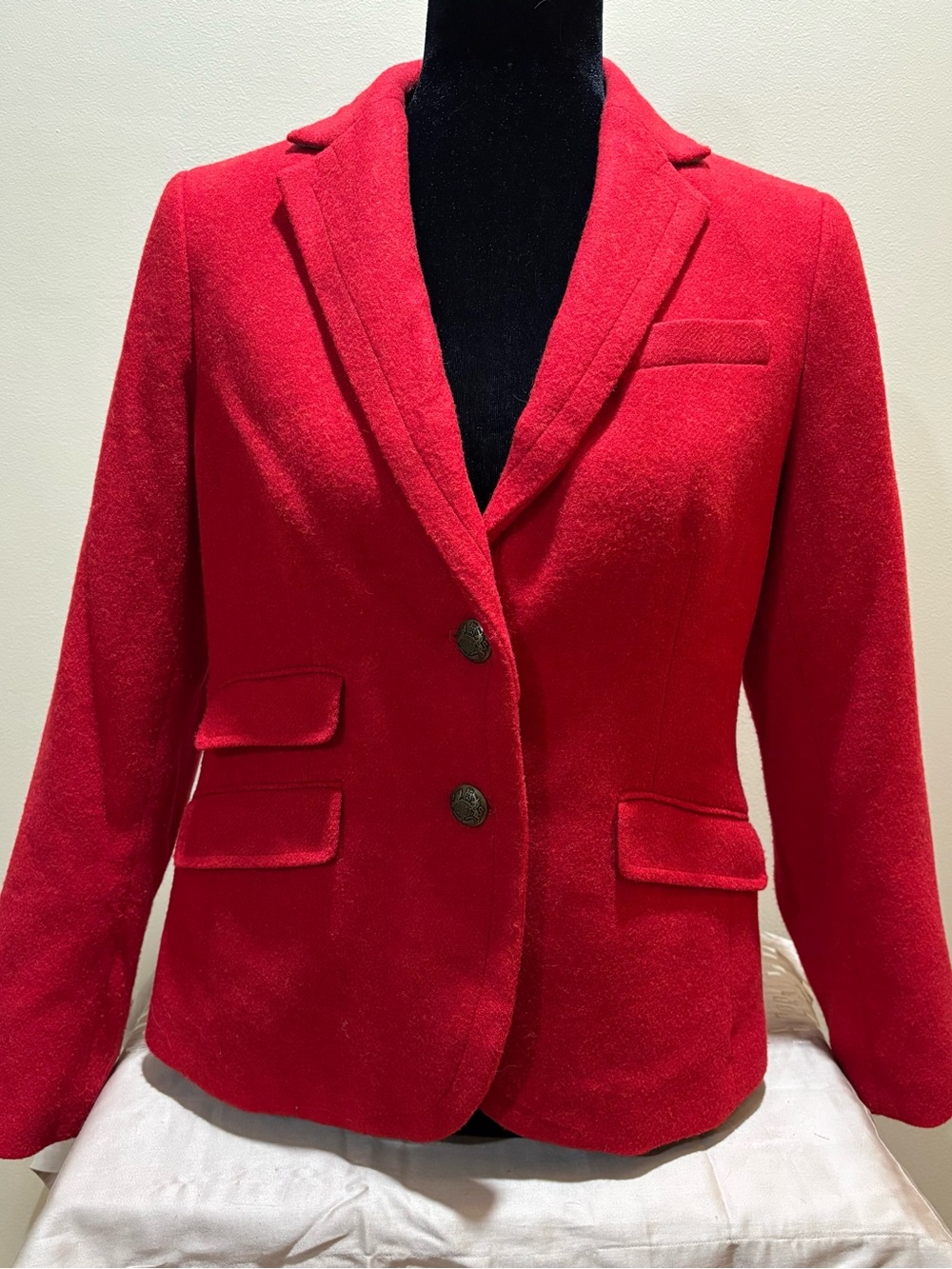 Talbots Vibrant Red Wool-Blend Tailored Blazer